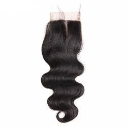 Mila Echthaar Lace Closure (4"×4") Middle Part Body Wave Brazilian Virgin Hair Human Remy Hair Spitze Closure Naturliche Schwarz Haar 16"/40cm von Mila Hair