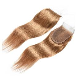 Mila Echthaar Lace Closure Honigblond 27# Glatt 100% Menschliches Haar Spitze Closure (4"×4") with Baby Hair 16"/40cm von Mila Hair