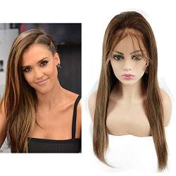 Mila Echthaar Perücke Blond Ombre Highlight Glueless Human Hair Full Lace Wig Glatt 130% Dichte met Baby Hair 14inch/35cm von Mila Hair