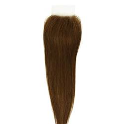 Mila Top Spitze Closure (4"×4") Brasilianisch Echthaar Mittelbraun 4# 100% Remy Glatt Human Hair Lace Closure 20"/50cm von Mila Hair