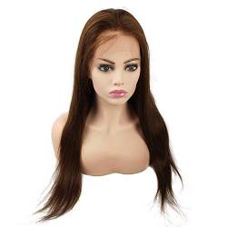 Mila 100% Remy Echthaar Perücke Braun 6# Lace Frontal Wig Glatt Human Hair Preplucked Hairline 130% Dichte met Baby Hair 20inch/50cm von Mila Human Hair