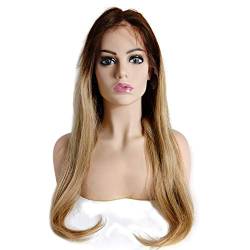 Mila Echthaar Perücke Ombre 4/27# Honey Blonde Hair Wig Glatt Brasilianisch Haar 100% Remy Hair Glueless Lace Front Wig 130% Dichte 16inch/40cm von Mila Human Hair