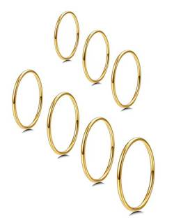 MILACOLATO 1mm Edelstahl Stapelringe für Damen | Dünne Goldene Glattbandringe | Kombinierbare Knöchelringe Daumen Pinky Midi Ringe Größe 3/4/5/6/7/8/9 Gold von Milacolato