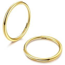 MILACOLATO G23 Titan Creolen für Damen Herren Hypoallergenes Leichtgewicht in Implantatqualität für Teenager Huggie Creolen Kleine Creolen Gold 8mm von Milacolato