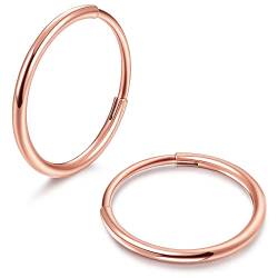 MILACOLATO G23 Titan Creolen für Damen Herren Hypoallergenes Leichtgewicht in Implantatqualität für Teenager Huggie Creolen Kleine Creolen Roségold 12mm von Milacolato