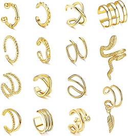 MILACOLATO Ohrclips Damen Ohne Ohrlöcher Ohrringe Damen Ohrringe Set Earcuff Ohrklemme Fake Helix Piercing Damen Fakepircings Piercing Ohr Ohrringe Clip Ohr On Knorpel Ohrschmuck Ohrklemme Set Gold von Milacolato