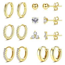 MILACOLATO Ohrringe Damen Gold Huggie Creolen Ohrringe Für Frauen 14k VerGoldet Hoop Und Ohrstecker Ohrringe Set Hypoallergen Tiny CZ Ball Ohrringe Knorpel Ohrringe Für Frauen Gold von Milacolato