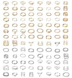 Milacolato 104Pcs Fingerringe Ringe Damen Set Niedliche Minimalistisch Verstellbare Band Fingerringe Silber Gold Vintage Stapelbarer Ring Midi Daumengelenk Verstellbar Ringe Set von Milacolato