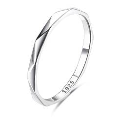 Milacolato 925 Silber Ring Für Damen Mädchen, 18 Karat Weißgold Vergoldetes Sterling Silberring Bandringe, 1,12mm Verlobungs Versprechen Fingerring 54 Halbdiamant-Schneidring von Milacolato