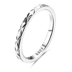 Milacolato 925 Silber Ring Für Damen Mädchen, 18 Karat Weißgold Vergoldetes Sterling Silberring Bandringe, 1,5mm Verlobungs Versprechen Fingerring 52 Diamant-Schneidring von Milacolato