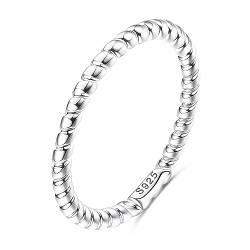 Milacolato 925 Silber Ring Für Damen Mädchen 18-Karat Weißgold Plattierte Twist-Band-Ringe Aus Sterlingsilber 1,5mm Dünner Fingerring Hochzeit Verlobung Versprechen Ringe Größe 57 von Milacolato