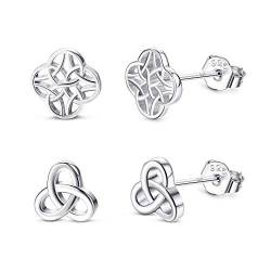 Milacolato 925 Sterling Silber Celtic Trinity Knoten Ohrstecker Ohrringe Ohrring Ohrstecker Set für Frauen von Milacolato