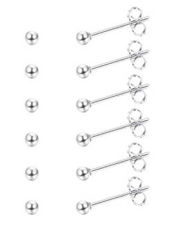 Milacolato 925 Sterling Silber Ohrstecker Tiny Runde Kugel Bead Ohrringe Set Für Frauen Mädchen Schmuck 6 Paare von Milacolato