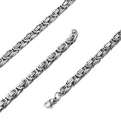 Milacolato Königskette Herren Silber Wikinger Byzantinische Kette Halskette Edelstahl Klobige Schwere Kette Hip Hop Punk Halsketten Schmuck Für Herren 4mm 66cm von Milacolato