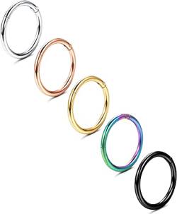 Milacolato Nostril Piercing Ring Titan G23 Für Damen Herren Nasenpiercing Septum Clicker, Multi-Color Ohrpiercing Ohrknorpel Knorpel Helix Daith Ohr Piercing Schmuck Set 18G8mm von Milacolato