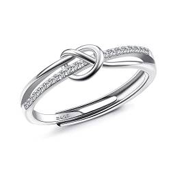 Milacolato Ring Silber 925 Damen Mädchen Zirkonia Offenes Verstellbares Versprechen Ring Liebesknoten Ringe Verlobungsring Jubiläum Ehering Ringe Frauen Schmuck Geschenk von Milacolato