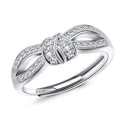 Milacolato Ring Silber 925 Damen Mädchen Zirkonia Offenes Verstellbares Versprechen Ring Liebesknoten Ringe Verlobungsring Jubiläum Ehering Ringe Frauen Schmuck Geschenk von Milacolato