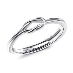 Milacolato Ring Silber 925 Damen Mädchen Zirkonia Offenes Verstellbares Versprechen Ring Liebesknoten Ringe Verlobungsring Jubiläum Ehering Ringe Frauen Schmuck Geschenk von Milacolato