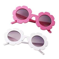 Milageto 2pcs Cartoon Baby Runde UV400 Schutz Sonnenbrille Säuglingsbrille Geschenk, Pink + Weiß von Milageto