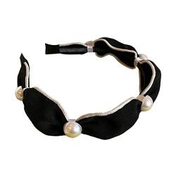 Milageto Breites Stirnband mit Perlen Design Haarreifen Haarschmuck für Frauen Und - SCHWARZ von Milageto