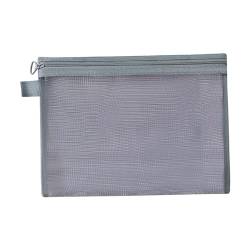 Milageto Mesh-Reißverschlusstasche, Reise-Organizer-Reißverschlusstasche, Toilettenartikel-Make-up-Tasche, Mesh-Make-up-Tasche für Urlaubs-Toilettenartikel, Grau L von Milageto