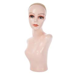 Milageto Weibliches Perückenkopf-Mannequin, Perücken-Display-Modell, multifunktionale stabile Basispuppe, Perückenkopfständer für Brillen, Perücken, Stil b von Milageto