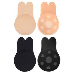 MILALOKO Bruststraffungs-Abdeckungs-BH, Invisible Adhesive Bra von Silicone Pasties, trägerlos Push-Up BH Wiederverwendbare Brustwarzenüberzüge für Damen (Schwarz + Beige,L (C-D Cup)) von Milaloko