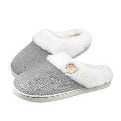 Milaloko Damen Hausschuhe Warme bequeme Winter Slip-on gestrickte Schlafzimmer Hausschuhe mit Kunstpelz Futter, Anti-Rutsch Memory Foam Haus Schuhe Indoor Outdoor von Milaloko