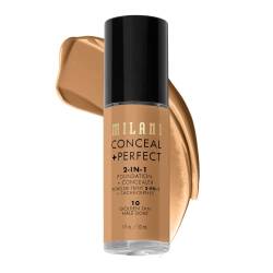 Milani Conceal + Perfect 2-in-1 Foundation + Concealer – Golden Tan (35 ml). Tierversuchsfreie flüssige Grundierung – deckt Augenringe, Hautunreinheiten und Hautverfärbungen ab für einen makellosen von Milani