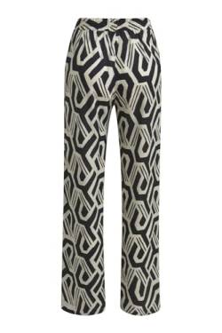 Milano Italy Wideleg Pants with Elastic Waist Black Print - 44 von Milano