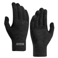 Milduall Strickhandschuhe Touchscreen, Fingerhandschuhe Winterhandschuhe Handschuhe Fäustlinge | Rutschfest und Verdickt | Ideal für Damen Herren Radfahren Outdoor, Hellschwarz von Milduall