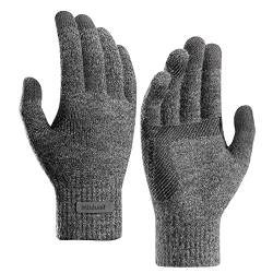 Milduall Strickhandschuhe Touchscreen, Fingerhandschuhe Winterhandschuhe Handschuhe Fäustlinge | rutschfest und Verdickt | Ideal für Damen Herren Radfahren Outdoor, Dunkelgrau von Milduall