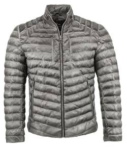 Milestone - Herren Echtleder Lederjacke Steppjacke Lammnappa Silber Größe 50 von Milestone