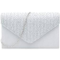 Milisente Clutch damen satin kristall elegante Diamant abendtasche für hochzeit (Silber) von Milisente