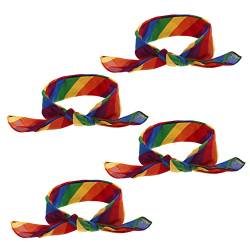 MILISTEN 4 Stück Farbe gestreifter Turban Stirnband hijab kopftuch laufendes Haarband Schal Stirnbänder für Frauen Haargummi Haarschmuck Knick Schweißband Fitness Stoff von Milisten