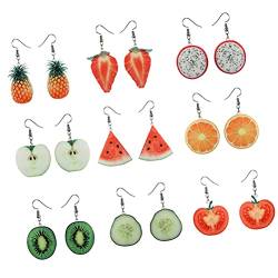 MILISTEN 9 Pairs Obst Ohrring Lebensechte Ananas Tomaten Erdbeere Wassermelone Charme Baumeln Ohrringe für Frauen Mädchen Schmuck von Milisten