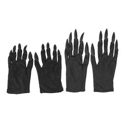 Milisten 2 Pairs Langen Nagel Handschuhe Hallowmas Schrecklichen Handschuhe Halloween Hexe Finger Krallen Hand Cosplay Kostüm Zubehör für Hallowmas Spukhaus Party Zu Hause (Schwarz) von Milisten