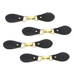 Milisten 4 Stücke Leder Strickjacke Clip Pullover Kragen Clip Schal Clips Kleider Schal Clip für Frauen Mädchen (Golden Und Schwarz) von Milisten