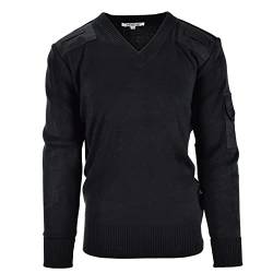 Original British Police Sweater Schwarz V-Ausschnitt Langarm Herren Pullover Militär Sicherheit Pullover, schwarz, Mittel von Militar