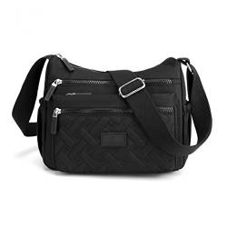 Damen Multi Pocket Casual Crossbody Bag Wasserdicht Schulter Messenger Bag Handtasche für den täglichen Gebrauch Reisen (Schwarz) von Milky Way