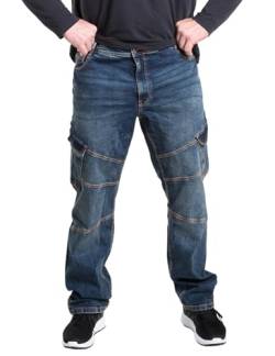 Mill&Tailor Cargo-Pants Jeansblau Größe 64 I Denim Herren-Hose mit 6 Taschen I Cargo Jeans aus 98% Baumwolle & 2% Elasthan I stylishe Outdoor-Hose aus Jeans-Stoff I Hosen in Übergrößen von Mill&Tailor