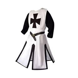 Millay Herren Mittelalterliche Kreuzritter Templer Tunika Kostüme Robe Umhang Renaissance Halloween Wappenrock Krieger Cosplay von Millay