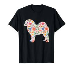 Tibetisches Mastiff-Aquarellblumen-Design T-Shirt von Miller Sye