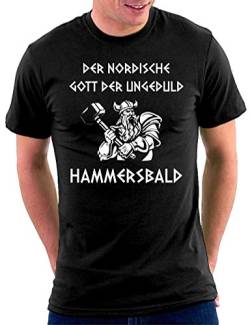 Der nordische Gott der Ungeduld Hammersbald T-Shirt, Größe XXL, Schwarz von Million Nation