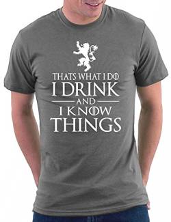 Million Nation GOT Thats What I Do I Drink and I Know Things Tyrion T-Shirt, Größe M, Darkgrey von Million Nation