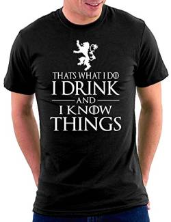 Million Nation GOT Thats What I Do I Drink and I Know Things Tyrion T-Shirt, Größe XXL, Schwarz von Million Nation