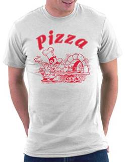 Million Nation Pizza Karton T-Shirt, Größe L, Weiß von Million Nation