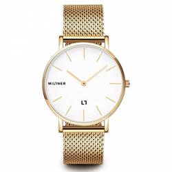 Miltner Orologio Mayfair Gold 39 mm Bianco quarzo Acciaio finitura IP ORO Giallo MLW0037 – Standard Title, Armband von Millner