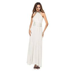 Milla Damen-Maxikleid für Brautjungfer, Transformer Infinity, Wickelkleid, formelles Kleid, weiß, 34-38 von Millya UK