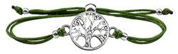 Milosa Armband Frauen Lebensbaum Silber - Handmade - größenverstellbares Textil-Band - Armkette - bracelet - Geschenk, Armbänder Makramee:Grün von Milosa